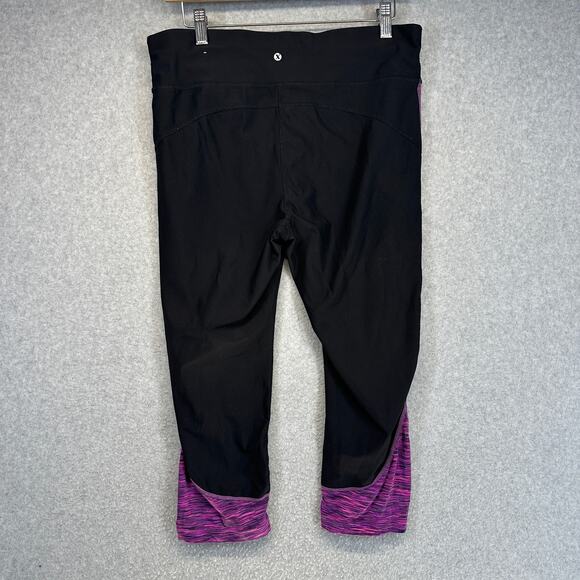 Xersion Performance Fit Leggings Womens Size Large Black Sizzling Purple Capri - Picture 2 of 8
